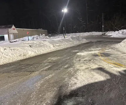 Plowed and cleared driveway after a snowstorm
